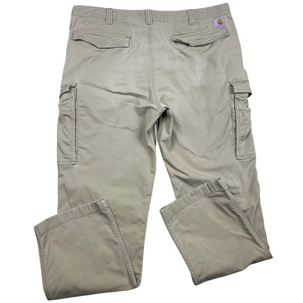 Carhartt Mens Relaxed Fit Cargo Pants Tan Canvas Workwear 40x32 Distressed READ